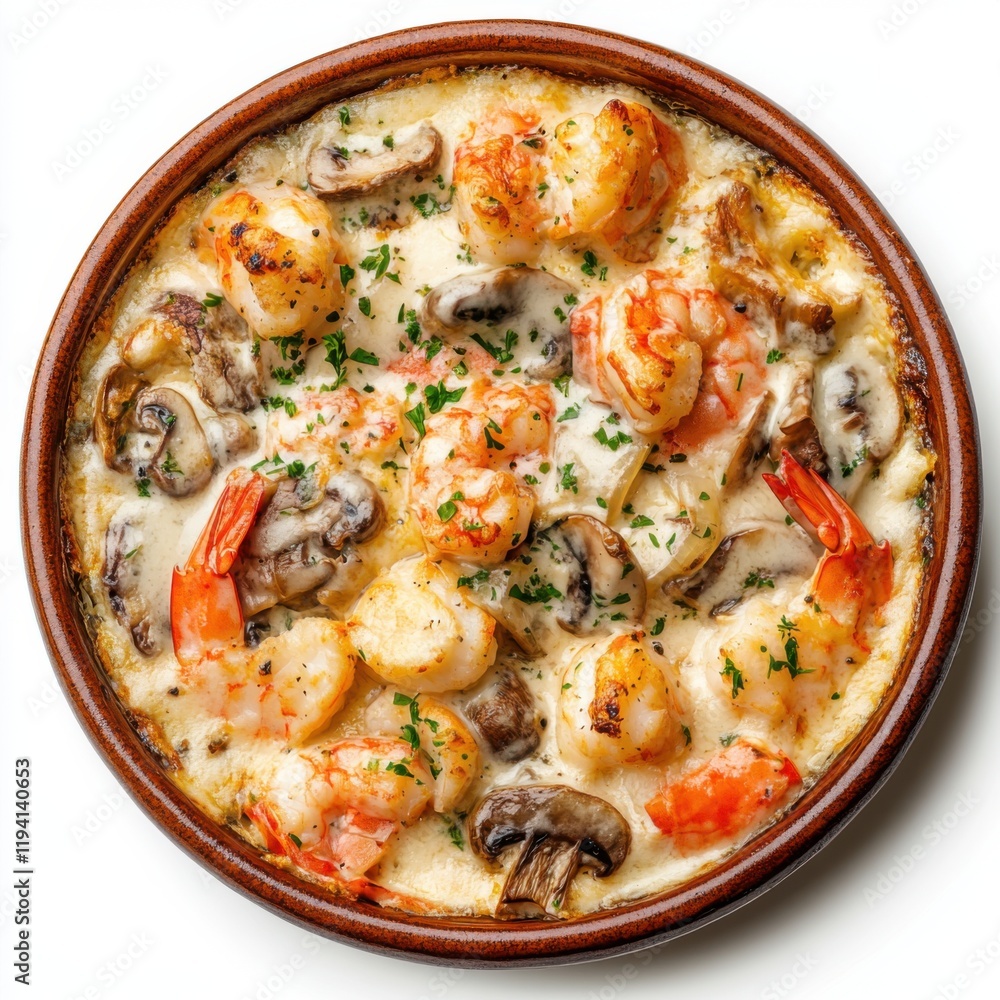 luxurious dish of lobster shrimp and mushrooms luxurious dish of lobster shrimp and mushrooms