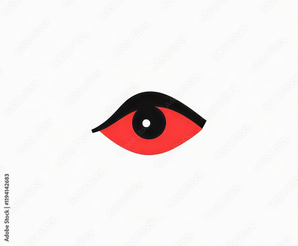 Red black graphic eye design on white background Red black graphic eye design on white background