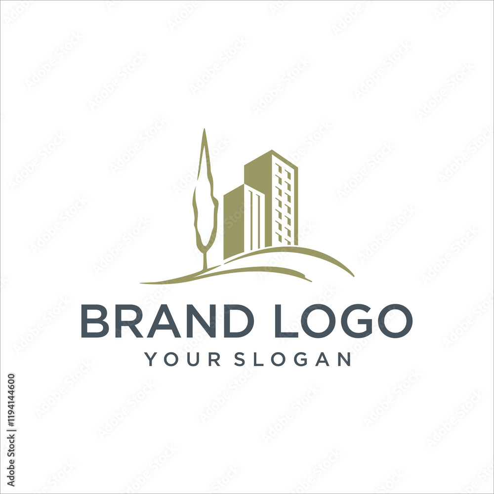 Obraz premium city hill company logo vector