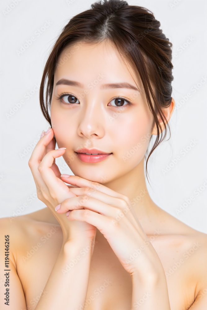 Portrait of natural glow beauty skin close up Portrait of natural glow beauty skin close up