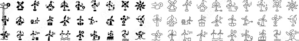 A versatile wind energy icon set featuring of wind turbines, renewable energy symbols, and eco-friendly concepts. Perfect for clean energy, sustainability, and green technology themes. A versatile wind energy icon set featuring of wind turbines, renewable energy symbols, and eco-friendly concepts. Perfect for clean energy, sustainability, and green technology themes.