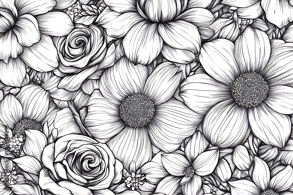 Intricate Floral Line Art Pattern Intricate Floral Line Art Pattern