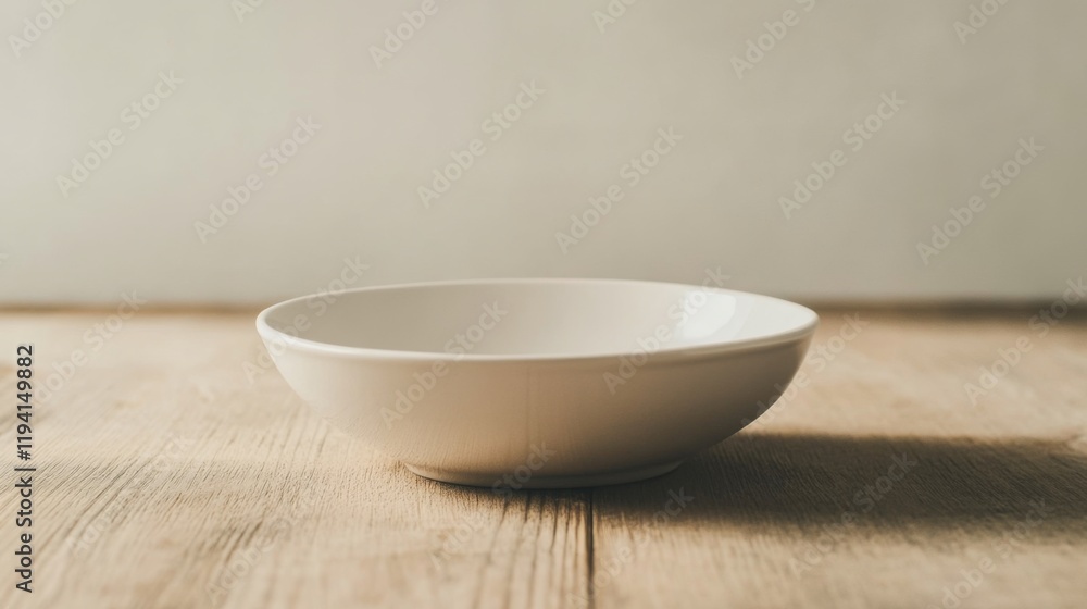 Empty white bowl on wooden table. Empty white bowl on wooden table.