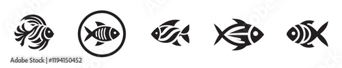vector set of silhouette fish icons