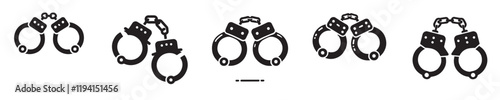 vector set of silhouette handcuff icons