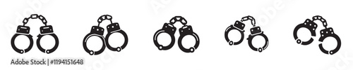 vector set of silhouette handcuff icons