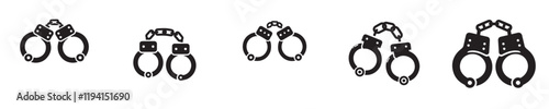 vector set of silhouette handcuff icons