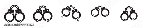 vector set of silhouette handcuff icons