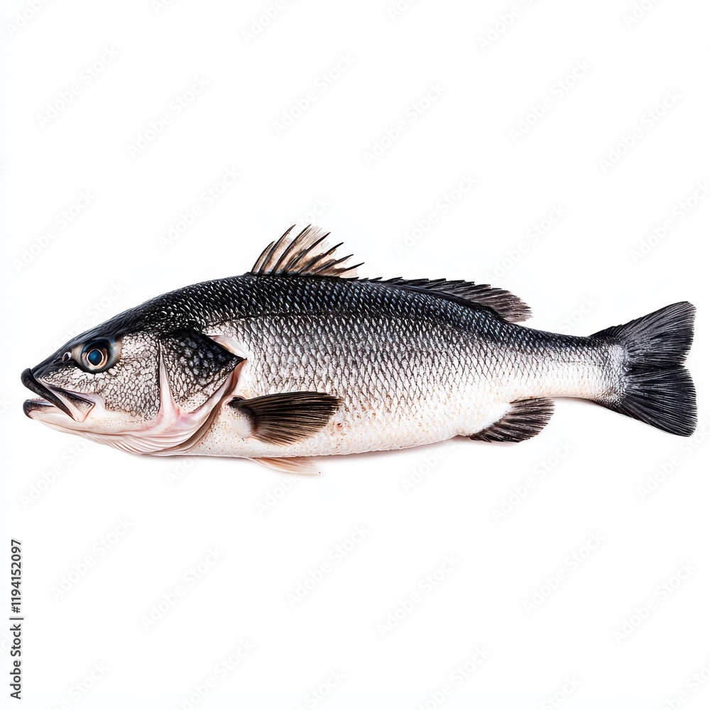 Fresh whole fish on white background ready for culinary preparation Fresh whole fish on white background ready for culinary preparation