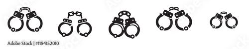 vector set of silhouette handcuff icons
