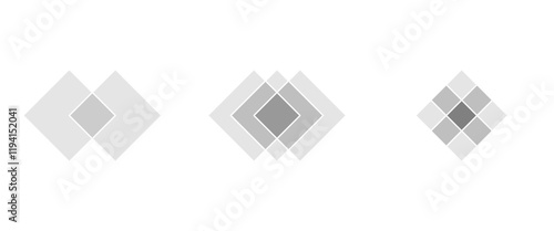 Set of grey two, three and four rhombuses intersect. Overlapping Rhombus. Vector Illustration