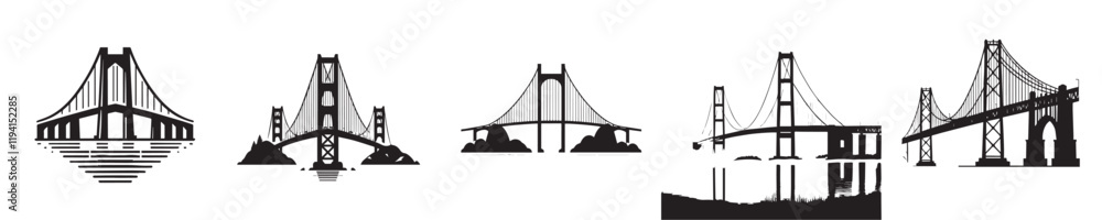 Fototapeta premium vector set of bridge silhouettes