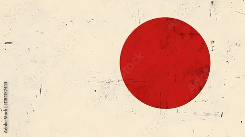 Distressed Japanese Flag Design Featuring Red Circle