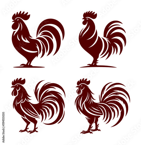 vector set silhouette of rooster (artwork 1)