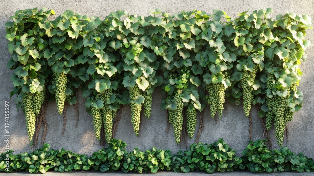 Lush Green Grape Vines on a Wall: A Stunning Display of Nature's Bounty Lush Green Grape Vines on a Wall: A Stunning Display of Nature's Bounty