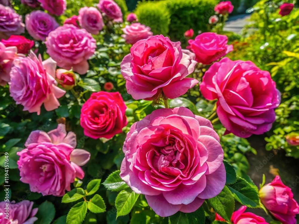 Aerial View of Pink Rose Garden: Blooming Flowers from Above Aerial View of Pink Rose Garden: Blooming Flowers from Above