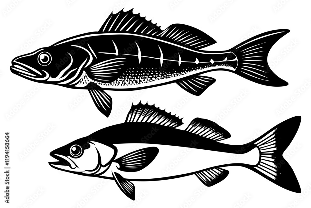 Fototapeta premium Pike perch fish isolated on white background