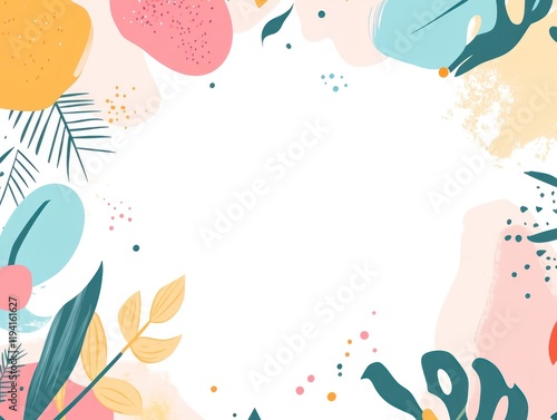 Wallpaper Mural Abstract Pastel Floral Frame White Background Design Torontodigital.ca