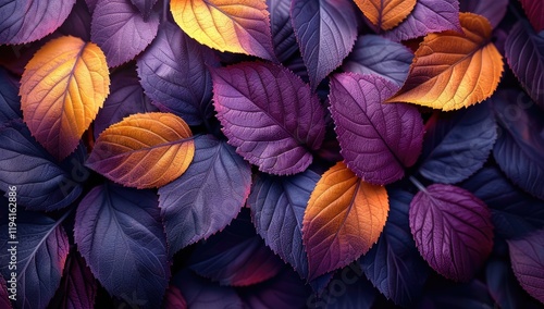 Wallpaper Mural golden and purple leaves on a dark background Torontodigital.ca