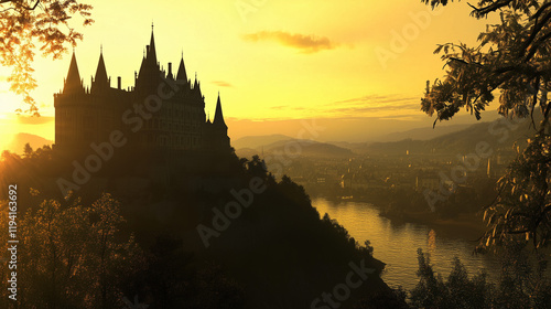 Castle Hohenzollern in Summer at golden hour