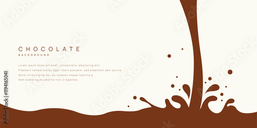 Chocolate background of Modern poster, dynamic splashes and drops. Vector illustration in a flat style of minimalism	