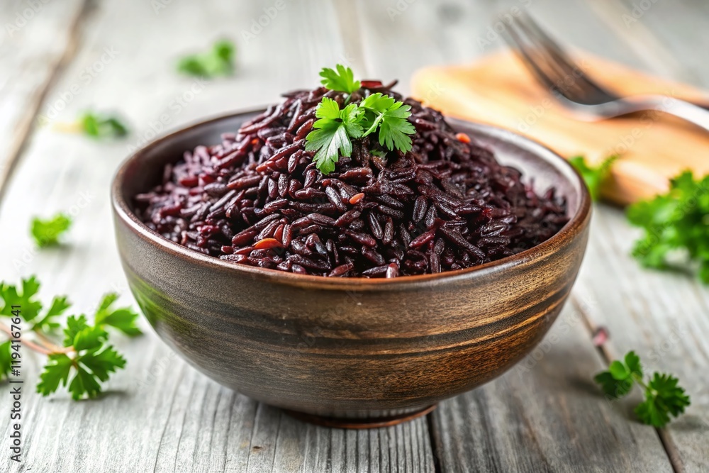 Black Rice Bowl, White Background - Healthy Grain Food Photography Black Rice Bowl, White Background - Healthy Grain Food Photography