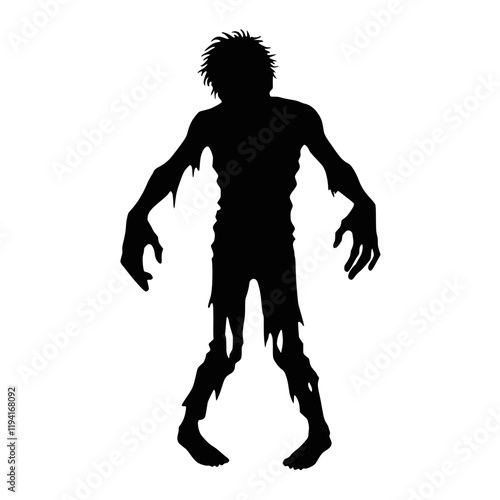 Silhouette eines schaurigen Zombies – KI generiert