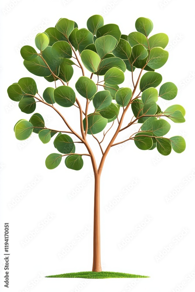 Detailed Illustration of a Stylized Green Tree with Vibrant Leaves Detailed Illustration of a Stylized Green Tree with Vibrant Leaves