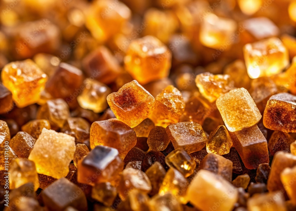 Brown Sugar Crystals Close-Up: Sweet Texture and Delicious Granules Brown Sugar Crystals Close-Up: Sweet Texture and Delicious Granules
