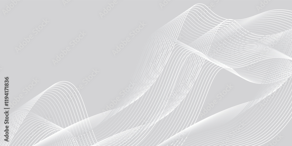 Fototapeta premium Wavy business curve lines on transparent background. Abstract ocean wave line background. Wave swirl, frequency sound wave, twisted curve lines with blend effect.