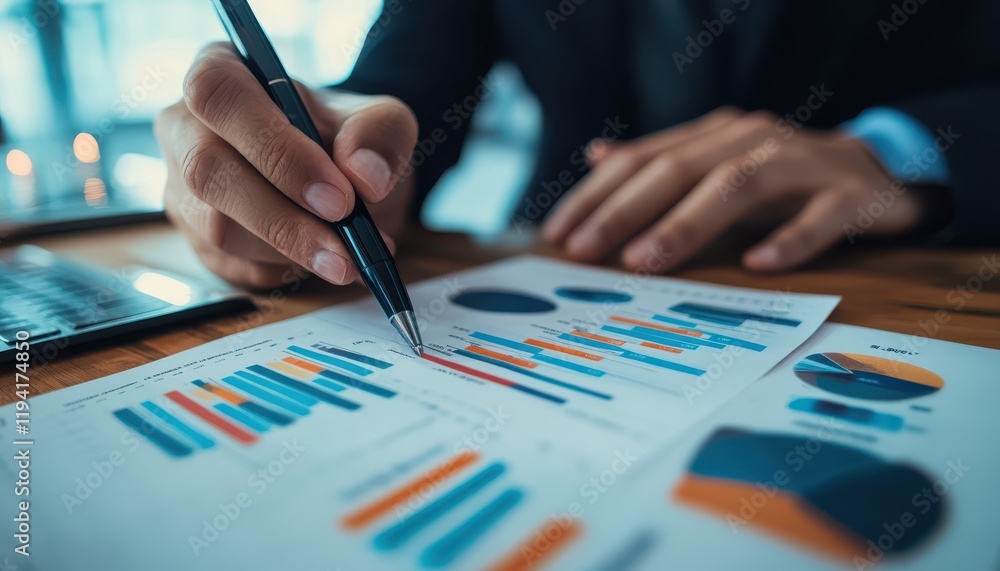 Financial expert explaining housing loan interest rates with charts, housing loan, concept of informed decisions Financial expert explaining housing loan interest rates with charts, housing loan, concept of informed decisions