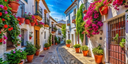 Charming Narrow Street, Marbella Old Town, Andalusia, Spain - Picturesque Architecture and Cobblestone Lane