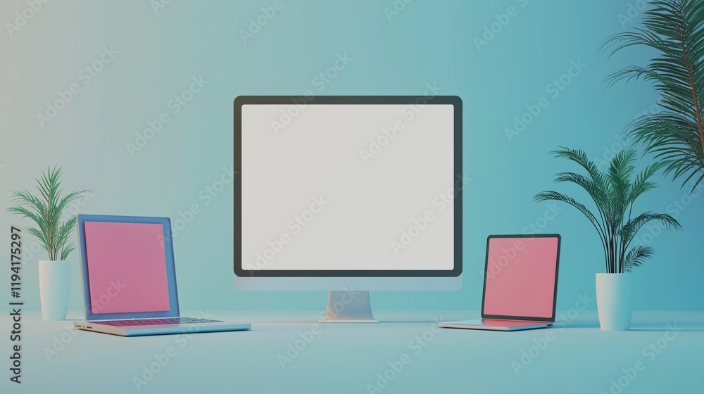 A modern workspace with a minimalistic aesthetic. A modern workspace with a minimalistic aesthetic.