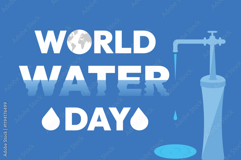 World water day text design and water null illustration. World water day text design and water null illustration.