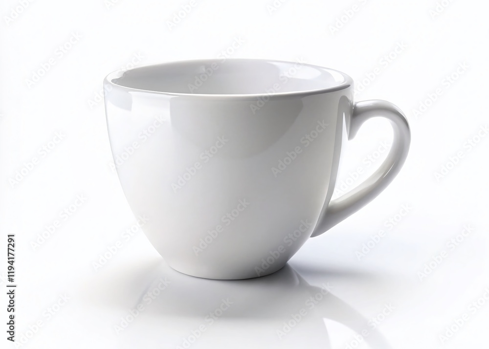 Clean White Ceramic Coffee Mug Isolated on White Background - Stock Photo