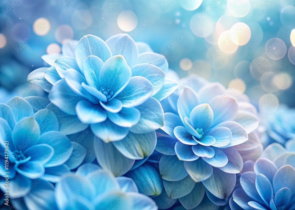Obraz premium Close-up Light Blue Floral Pattern Background - Soft Focus, Low Light Photography