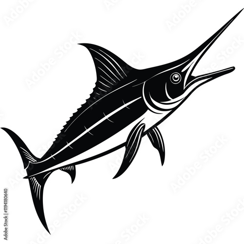 swordfish with its long bill forward