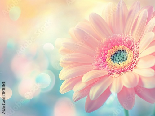 Soft Pink Gerbera Daisy Flower Blossom Pastel Background Spring