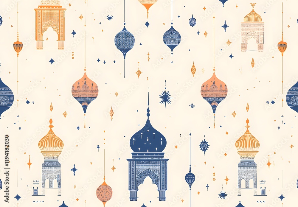 The simple pattern of the Middle East Ramadan Festival, the light background, the sketch style The simple pattern of the Middle East Ramadan Festival, the light background, the sketch style