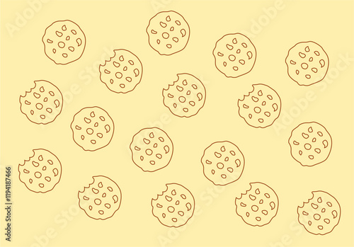 hand drawn line Cookie or biscuit with chocolate icon isolated seamless pattern background

