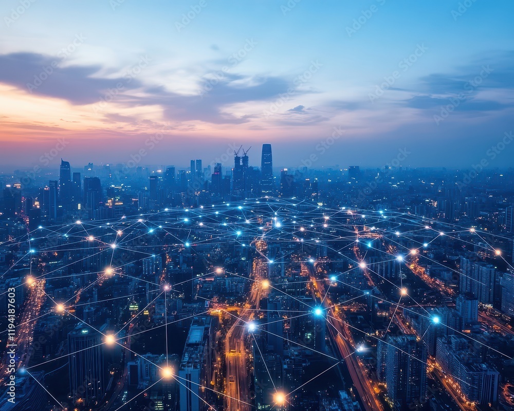 Fototapeta premium Drone view of global trade hubs, emphasizing the connection between banking and logistics