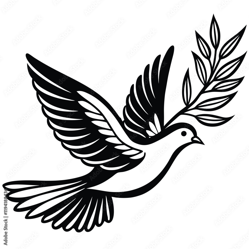 Obraz premium flying dove carrying an olive branch