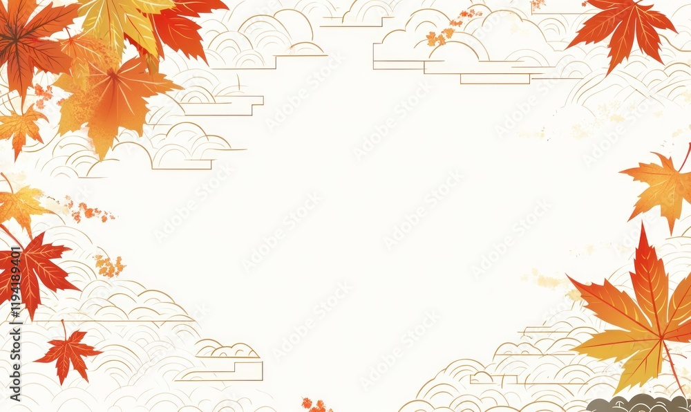Autumn Maple Leaves Elegant Gold Wave Design Background Autumn Maple Leaves Elegant Gold Wave Design Background