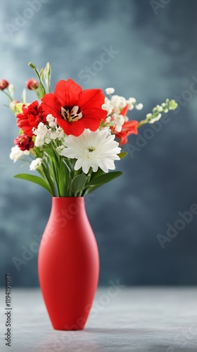 Wallpaper Mural Vibrant red flowers elegantly arranged in a simple vase soft light enhances their beauty. AI Generated Torontodigital.ca