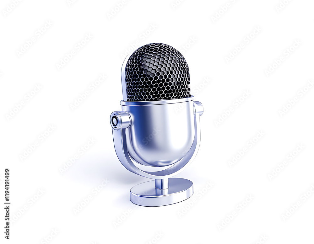 Studio Condenser Microphone, Silver Metal Design, Retro Style, Broadcast Equipment, Audio Recording, Podcast Gear, Voiceover, Digital Content Creation, Modern Technology Studio Condenser Microphone, Silver Metal Design, Retro Style, Broadcast Equipment, Audio Recording, Podcast Gear, Voiceover, Digital Content Creation, Modern Technology