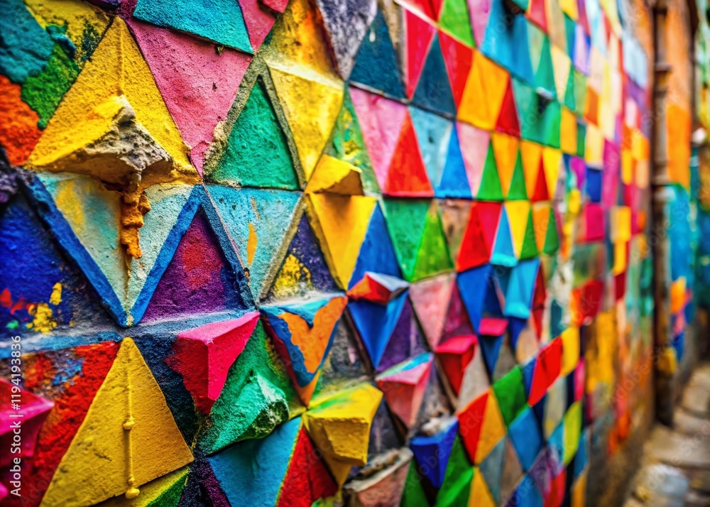 Fototapeta premium Damaged Urban Wall Texture: Colorful Modern Wallpaper Design