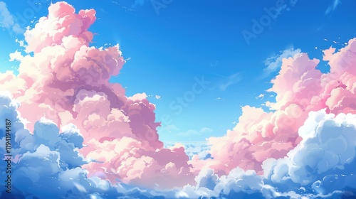 pink clouds and blue sky background photo