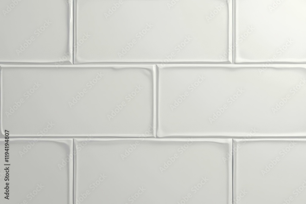 White ceramic tiles arranged in a sleek, brick pattern with beveled edges White ceramic tiles arranged in a sleek, brick pattern with beveled edges