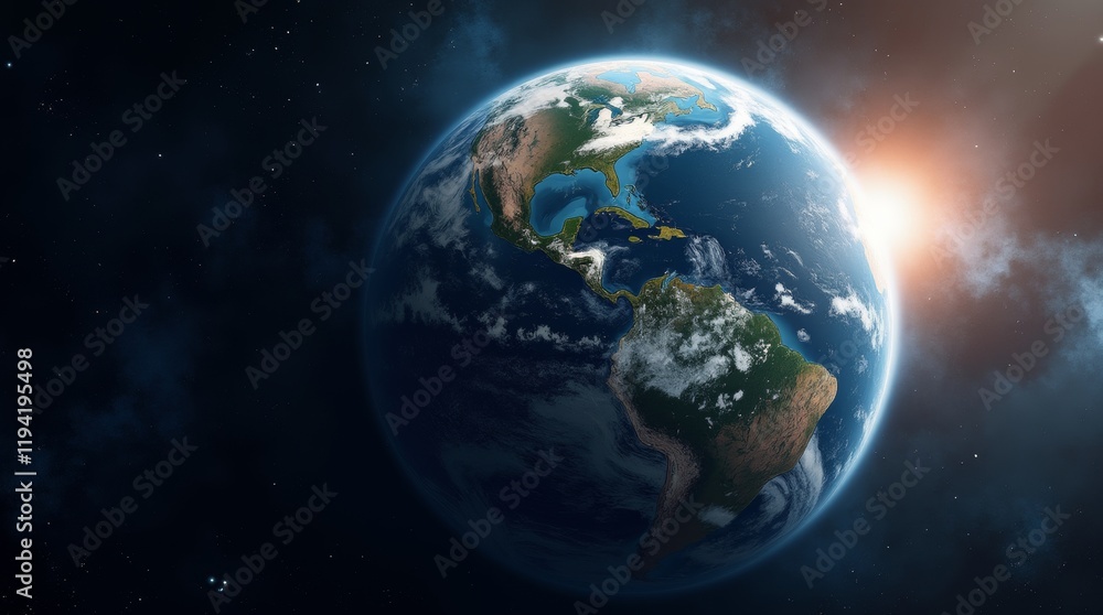Fototapeta premium Earth from space, emphasizing the axial tilt