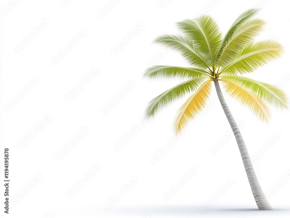 Obraz premium Single Palm Tree Gently Sways in Warm Sunlight. AI Generated